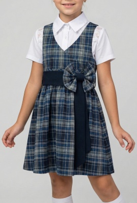 Модистка сарафан 101-067-51 серая клетка