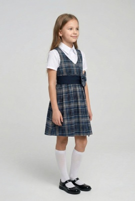 Модистка сарафан 101-067-51 серая клетка