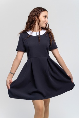 Модистка платье 085-034-01  син. к/р