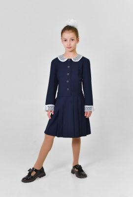 Платье с ажурным воротником и манжетами