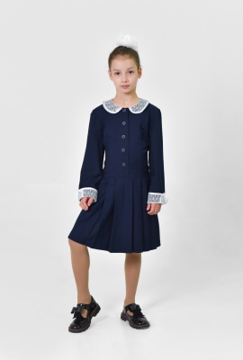 Платье с ажурным воротником и манжетами