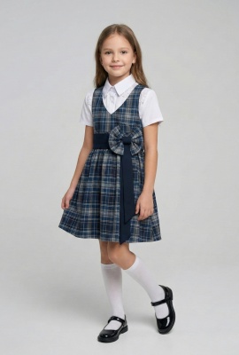 Модистка сарафан 101-067-51 серая клетка