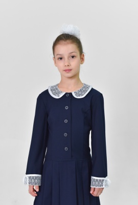 Платье с ажурным воротником и манжетами