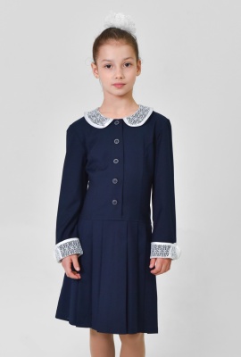 Платье с ажурным воротником и манжетами