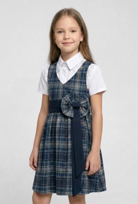 Модистка сарафан 101-067-51 серая клетка